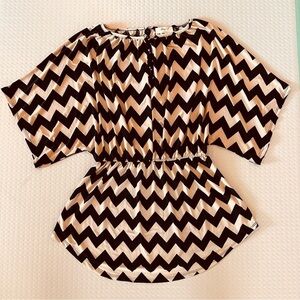 Shira P Dress‎ color black and cream chevron pattern adult Large